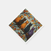 Fünf Katzen auf einem Baumzweig im Buntglasstil Serviette (Ecke)