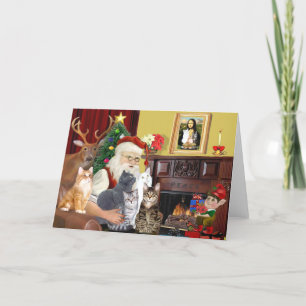 Fünf Katzen des Weihnachtsmanns Feiertagskarte