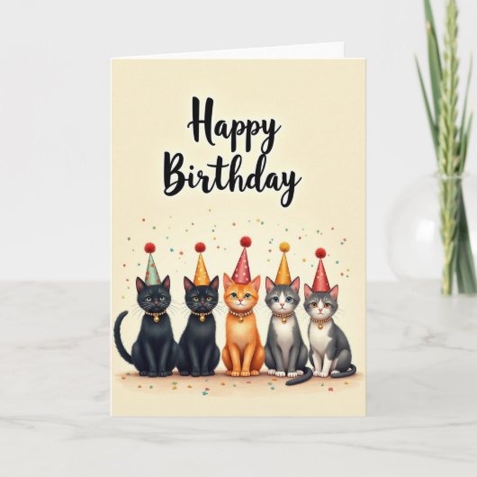 Fünf Katzen Festliche Karte (Vorderseite)