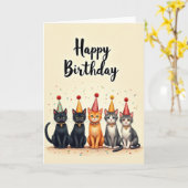 Fünf Katzen Festliche Karte (Gelbe Blume)