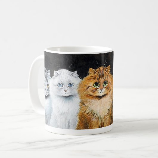 Fünf Katzen, Louis Wain Kaffeetasse (Vorderseite Links)