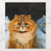 Fünf Katzen von Louis Wain Weinetikett (Einzelnes Label)