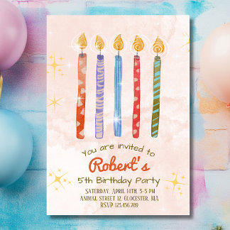 Fünf Kerzen Kinder 5. Geburtstagsparty Einladung