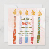 Fünf Kerzen Kinder 5. Geburtstagsparty Einladung (Vorderseite)