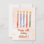 Fünf Kerzen Kinder glücklich zum Geburtstag Karte (Vorderseite)