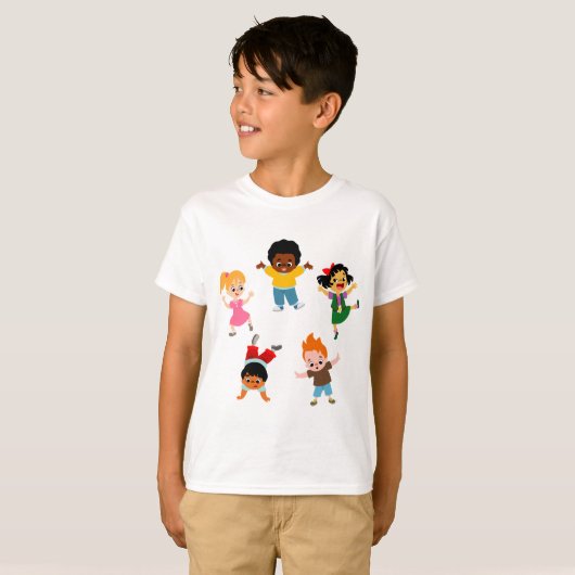 Fünf Kinder Cartoon Kinder T - Shirt (Vorne ganz)