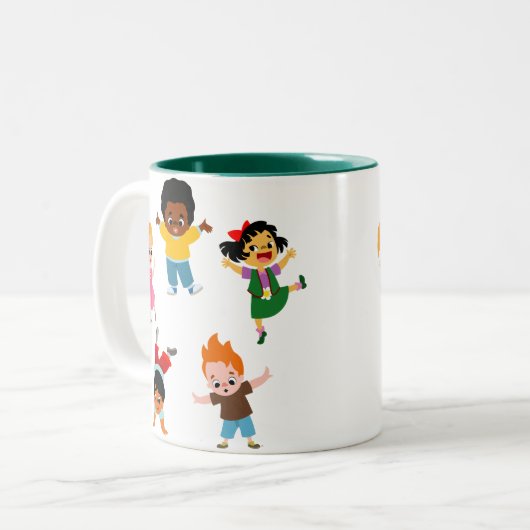 Fünf Kinder Cartoon Tasse (Vorderseite Links)