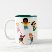 Fünf Kinder Cartoon Tasse (Links)