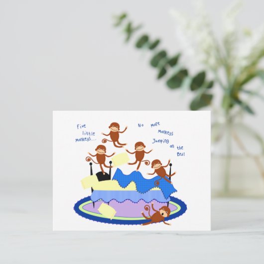 fünf kleine Affen Postkarte (Stehend Vorderseite)