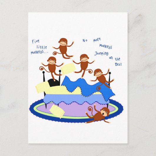 fünf kleine Affen Postkarte (Vorderseite)