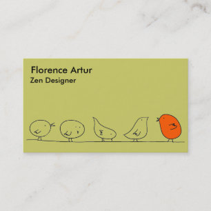 Fünf kleine Vögel - grün, rot, Gelb Visitenkarte