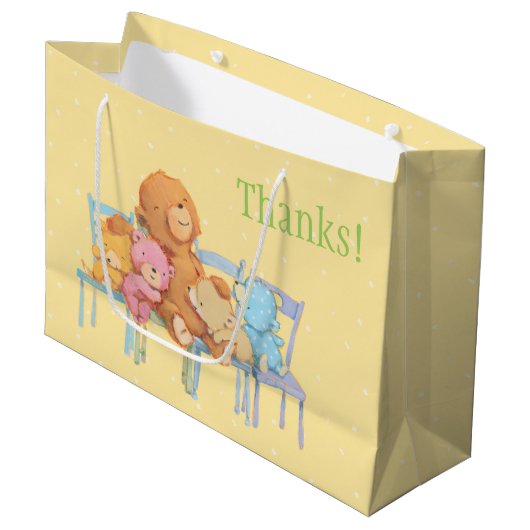 Fünf knuddelig und bunt betrifft Stühle Große Geschenktüte (Vorderseite Schrägansicht)