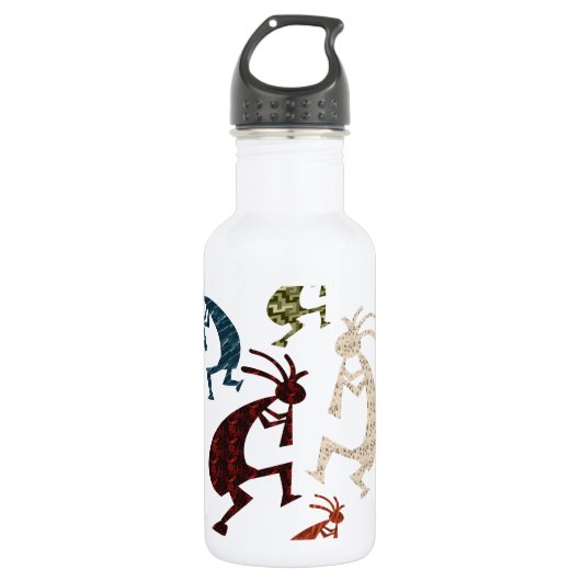 Fünf Kokopelli Edelstahlflasche (Vorderseite)