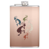 Fünf Kokopelli Flachmann (Vorderseite)