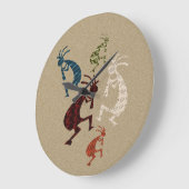 Fünf Kokopelli Große Wanduhr (Winkel)