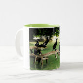 Fünf Kormorane Zweifarbige Tasse (Vorderseite Links)