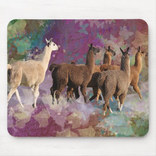 Fünf Lama-Wolken-Weg-Fantasie-Weiß u. Brown-Lamas Mousepad (Vorne)