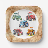Fünf landwirtschaftliche Traktoren Geburtstagspart Pappteller (Vorderseite)