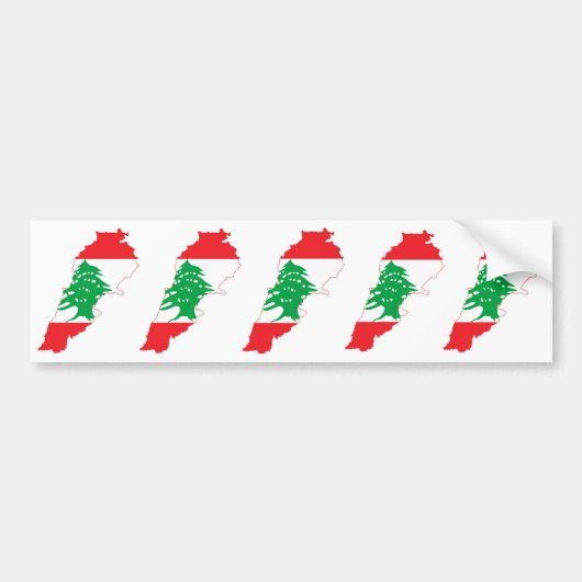 FÜNF Libanon Flag Map Autoaufkleber (Vorne)