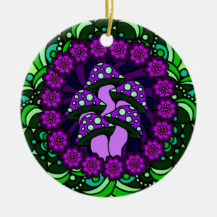Fünf lila Pilz-Verzierung Keramik Ornament