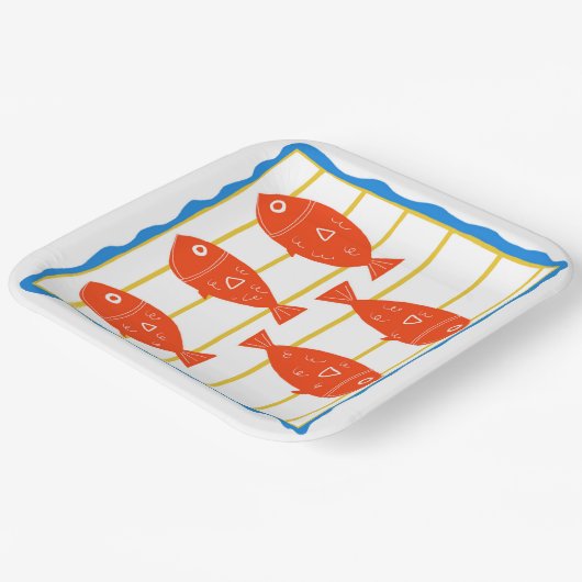 Fünf lustige Fischdesign Pappteller (Gewinkelt)