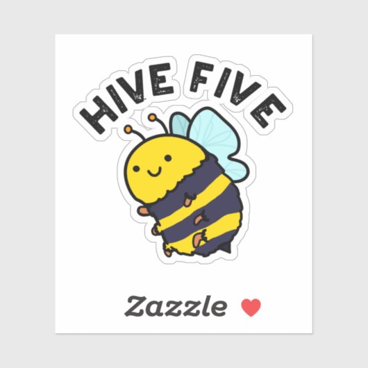 Fünf lustige High Five Bee Pun Aufkleber (Blatt)