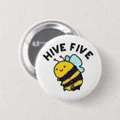 Fünf lustige High Five Bee Pun Button (Vorne & Hinten)