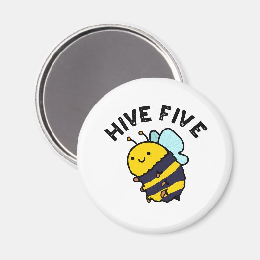 Fünf lustige High Five Bee Pun Magnet (Vorderseite/Rückseite)