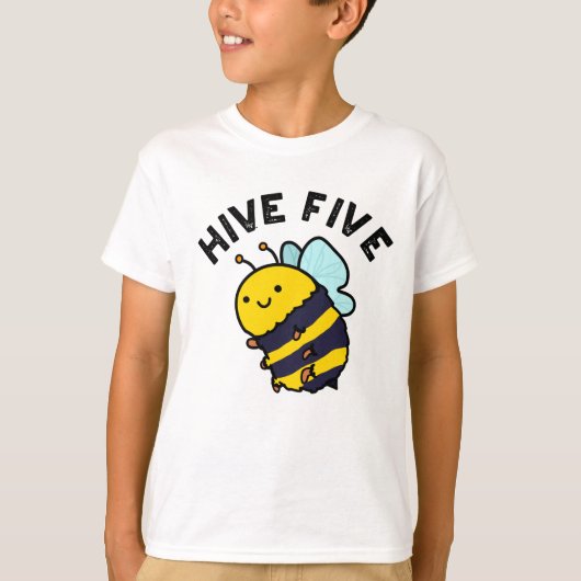 Fünf lustige High Five Bee Pun T-Shirt (Vorderseite)