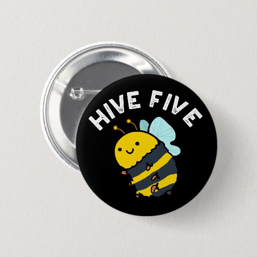 Fünf lustige High Five Been Pun Dark BG Button (Vorne & Hinten)