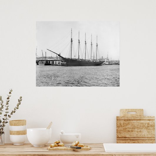 Fünf Masted Schooner, Ende des 19. Poster (Küche)