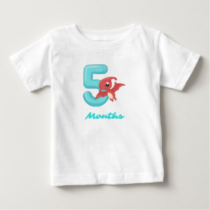 Fünf Monate niedlicher Dinosaurier Baby T - Shirt