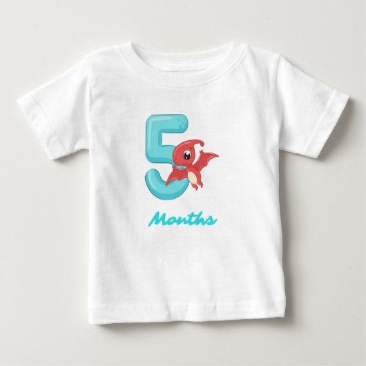 Fünf Monate niedlicher Dinosaurier Baby T - Shirt (Vorderseite)