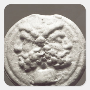 Fünf Münzen mit Janus, Jupiter Quadratischer Aufkleber