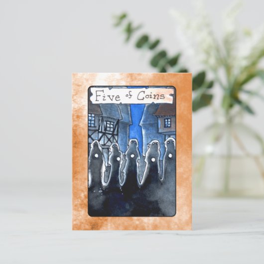 Fünf Münzen Postkarte (Stehend Vorderseite)