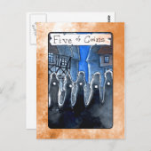 Fünf Münzen Postkarte (Vorne/Hinten)