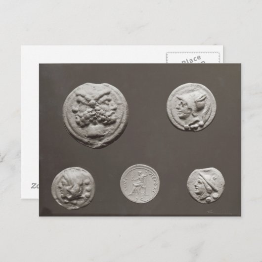 Fünf Münzen Postkarte (Vorne/Hinten)