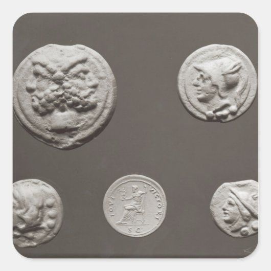 Fünf Münzen Quadratischer Aufkleber (Vorderseite)