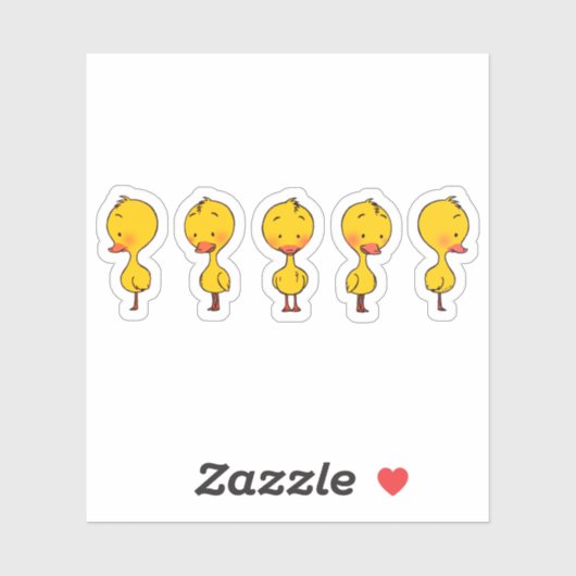 Fünf Niedliche Cartoon-Gelbente Aufkleber (Blatt)