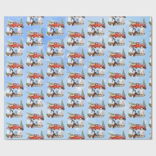 Fünf Niedliche Hunde Weihnachts-Weihnachtsgeschenk Geschenkpapier (Flach)
