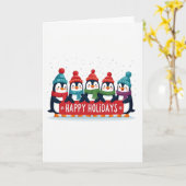 Fünf Niedliche Pinguine Happy Holidays Banner Card Karte (Gelbe Blume)