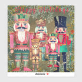 Fünf Nutcrackers Happy Holidays farbenfroh Aufkleber (Blatt)
