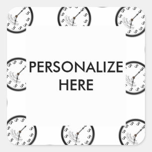 FÜNF O'CLOCK CLOCK QUADRATISCHER AUFKLEBER