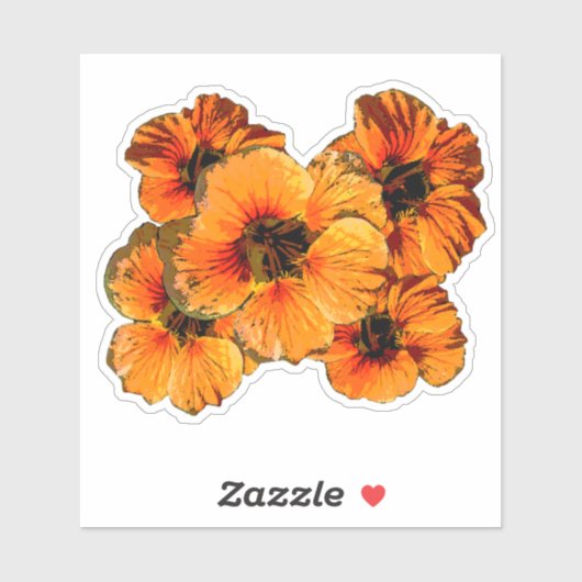 Fünf orangefarbene Nesturtium-Blume Aufkleber (Blatt)