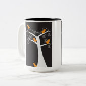 Fünf orangefarbene Vögel in einer Tasse (Vorderseite Links)
