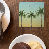 Fünf Palmen in einer Reihe, Strandleben          Rechteckiger Pappuntersetzer