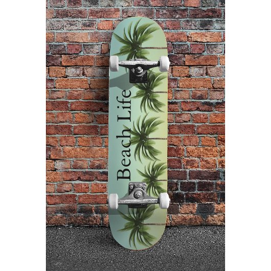 Fünf Palmen in einer Reihe, Strandleben Skateboard