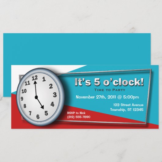 Fünf Party Einladungen (Vorne/Hinten)