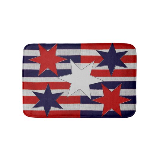 Fünf patriotische Sterne u. Streifen Badematte (Vorderseite)