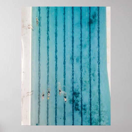 Fünf Personen schwimmen im Pool Poster (Vorne)